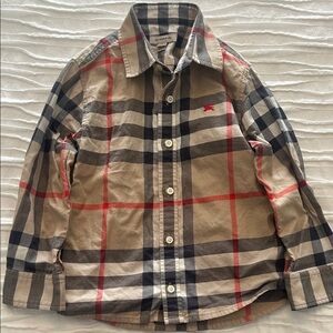 Burberry Tan and Red Plaid Boy’s Shirt
